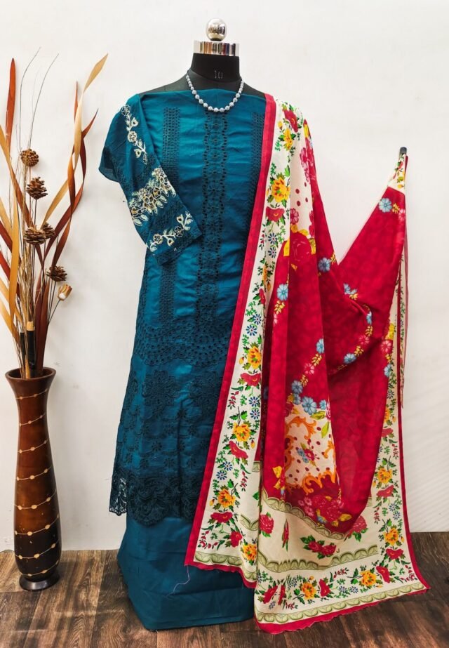 New Designer Cotton with Embroidery Work Pakistani Suits