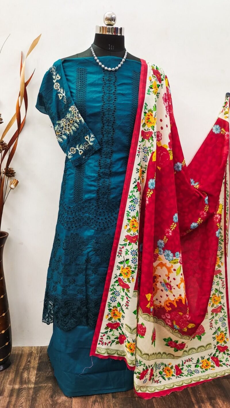New Designer Cotton with Embroidery Work Pakistani Suits