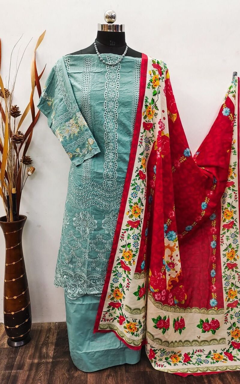 New Designer Cotton with Embroidery Work Pakistani Suits