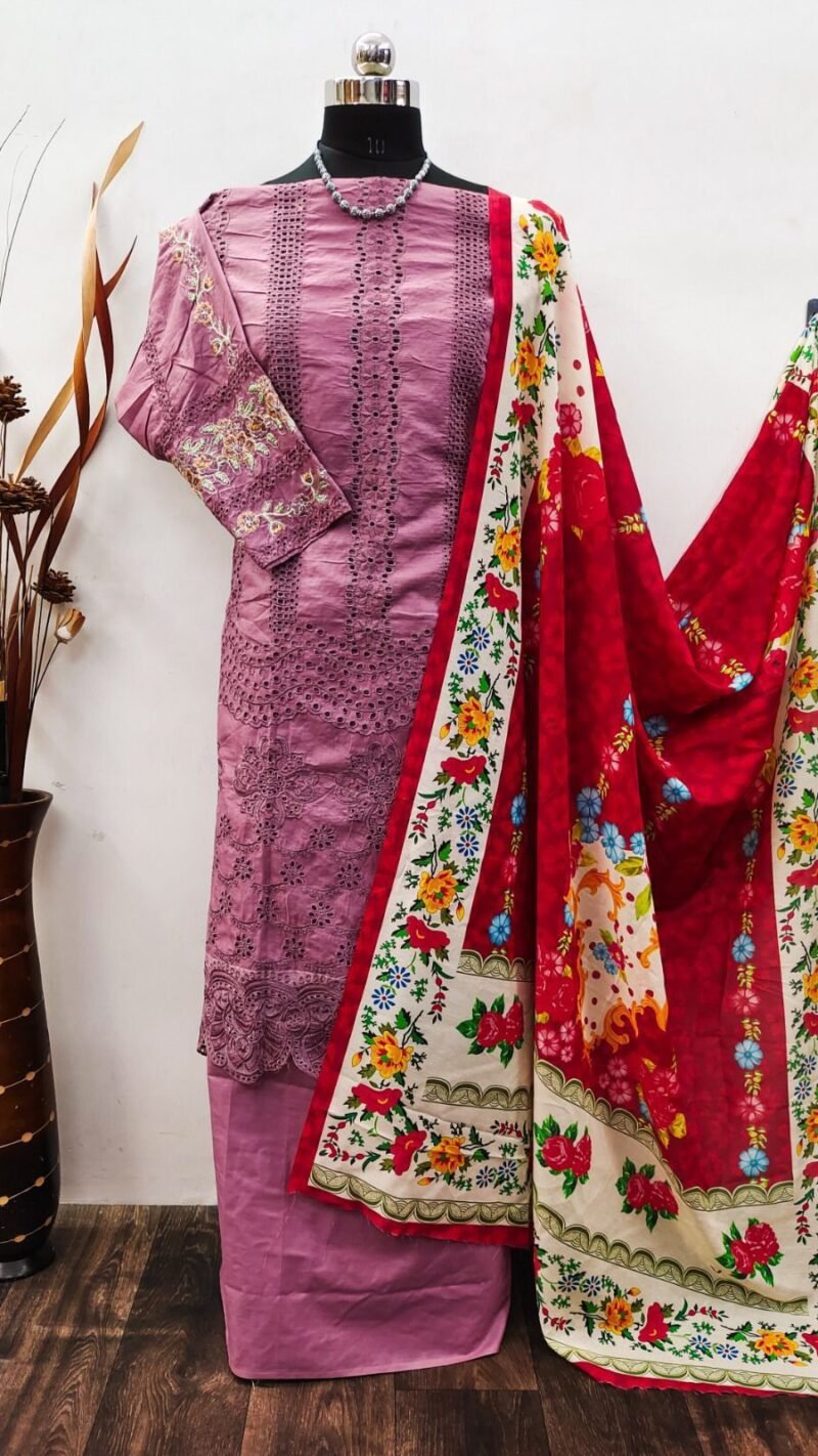 New Designer Cotton with Embroidery Work Pakistani Suits