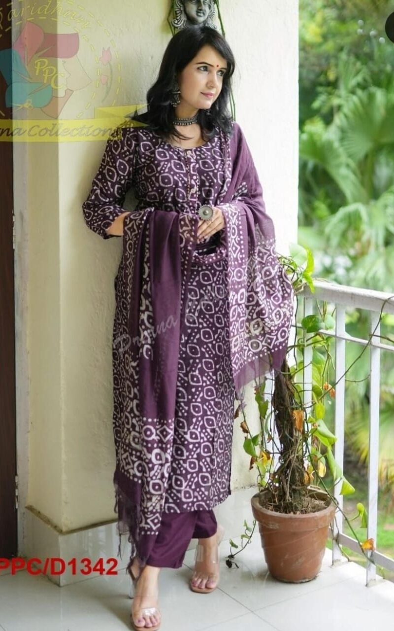 Ready Batik Print Kurti Pant Dupatta