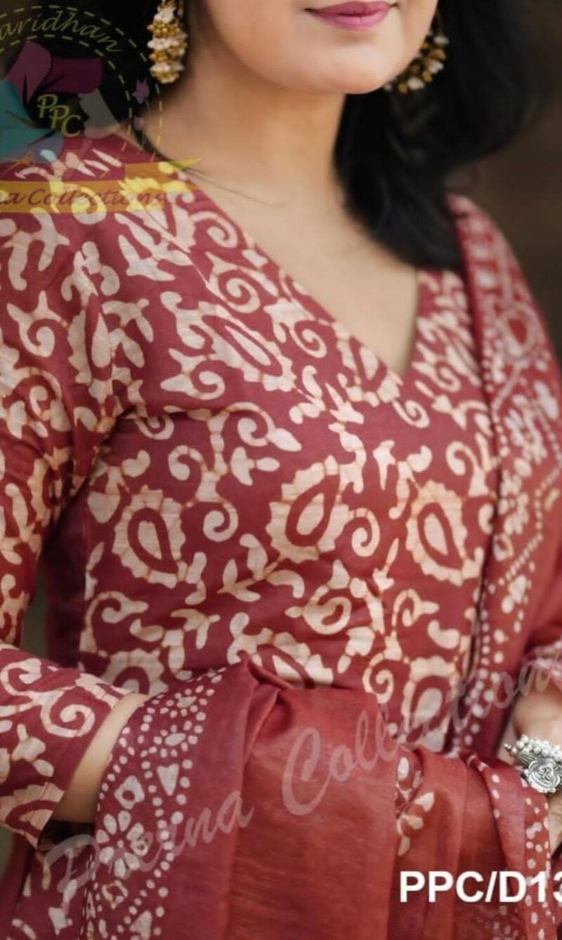 Ready Batik Print Kurti Pant Dupatta