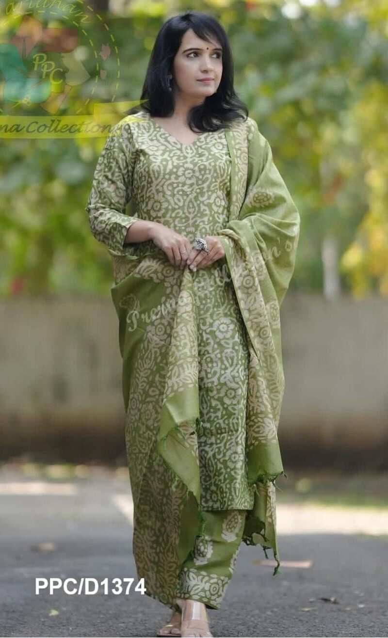 Ready Batik Print Kurti Pant Dupatta