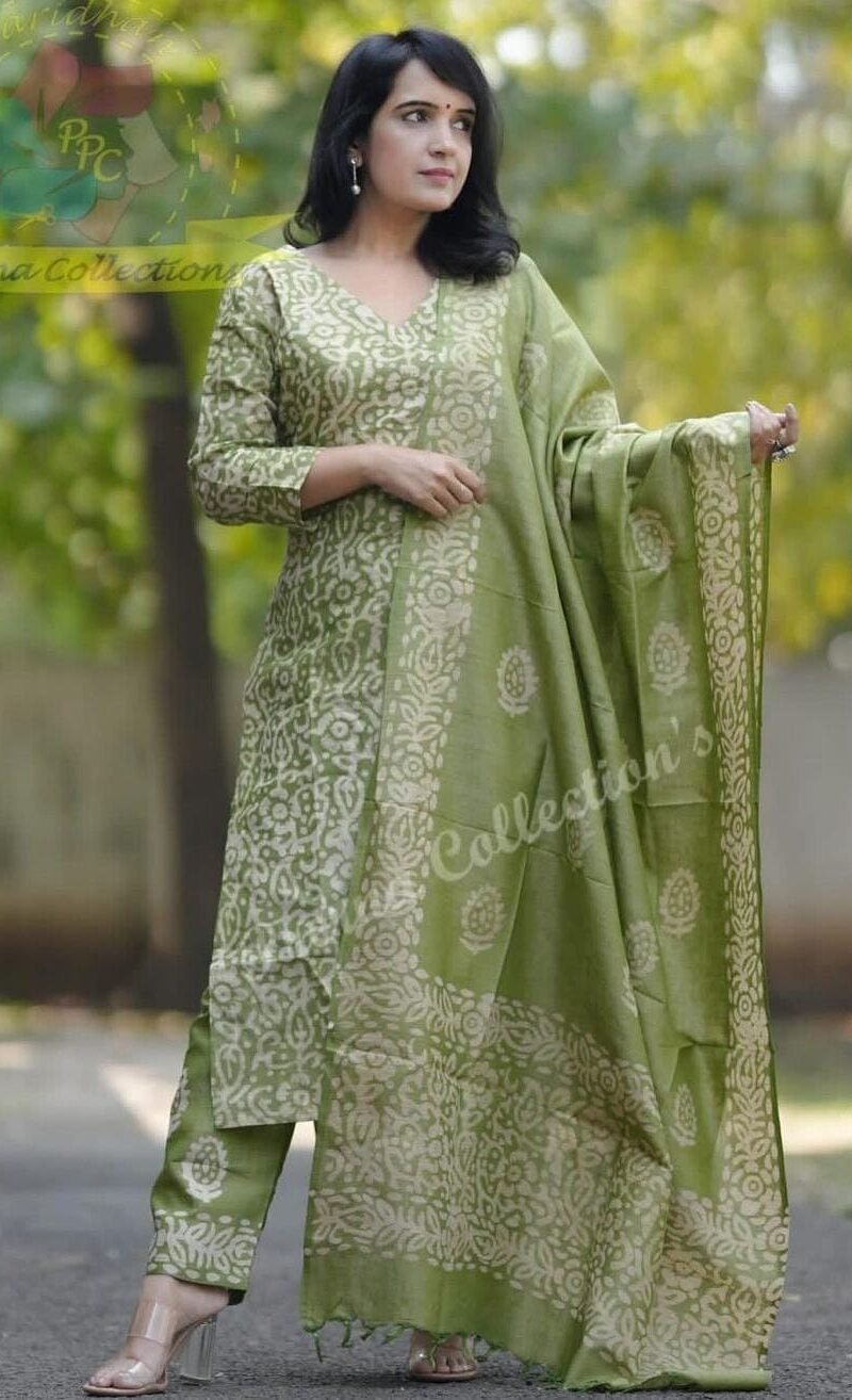 Ready Batik Print Kurti Pant Dupatta