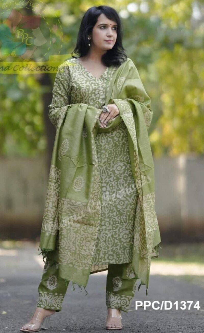 Ready Batik Print Kurti Pant Dupatta