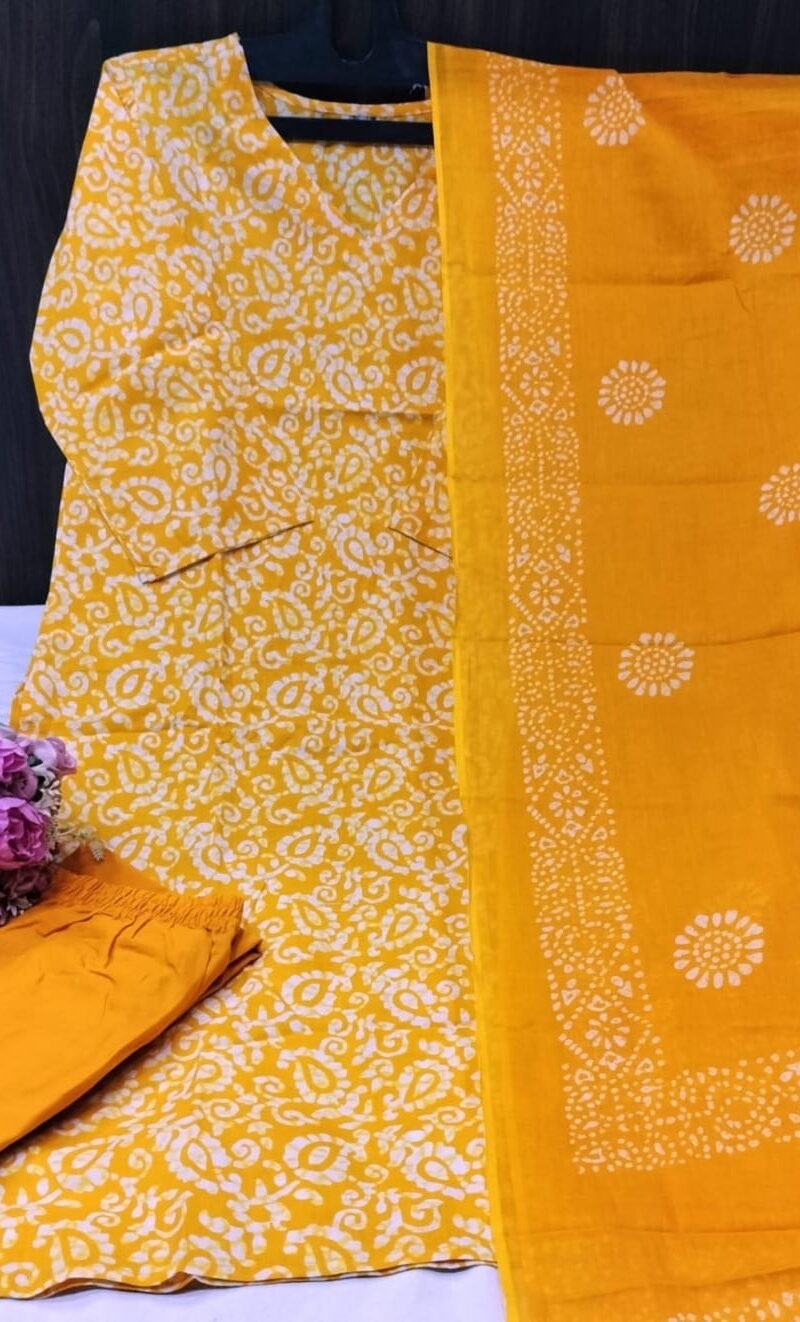 Ready Batik Print Kurti Pant Dupatta