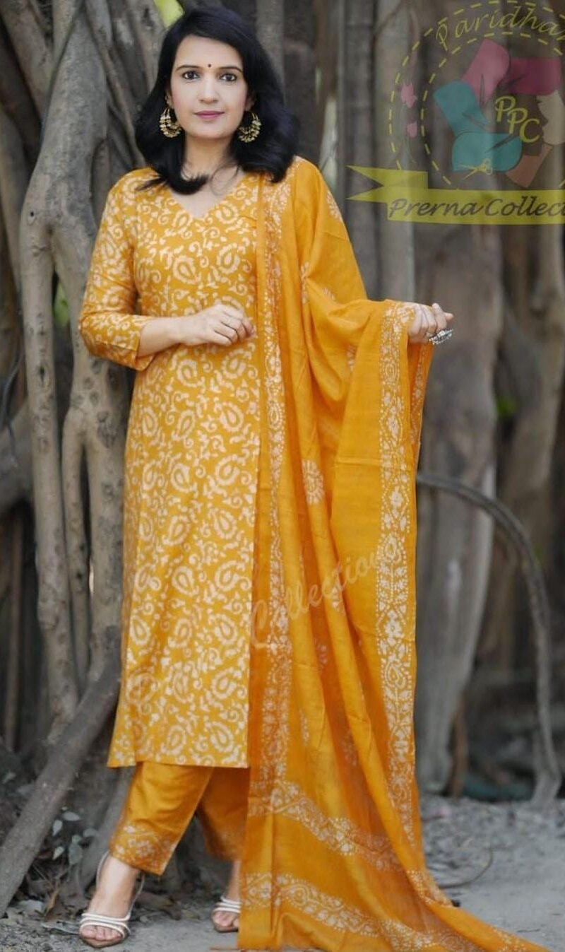 Ready Batik Print Kurti Pant Dupatta