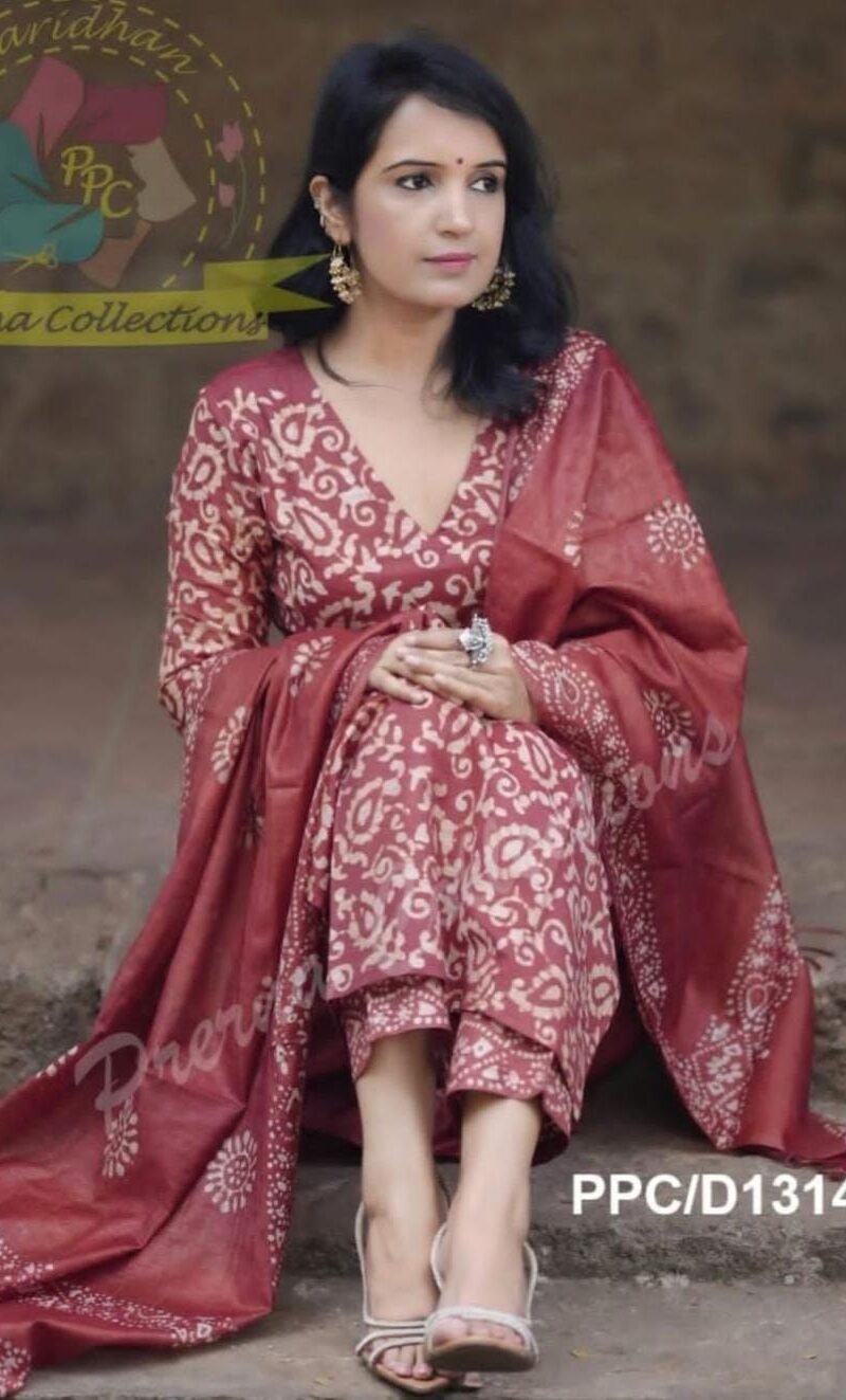 Ready Batik Print Kurti Pant Dupatta