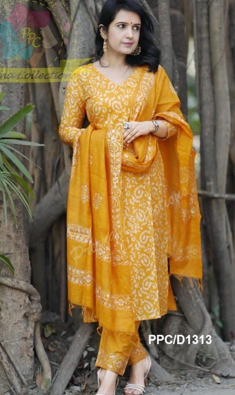 Ready Batik Print Kurti Pant Dupatta