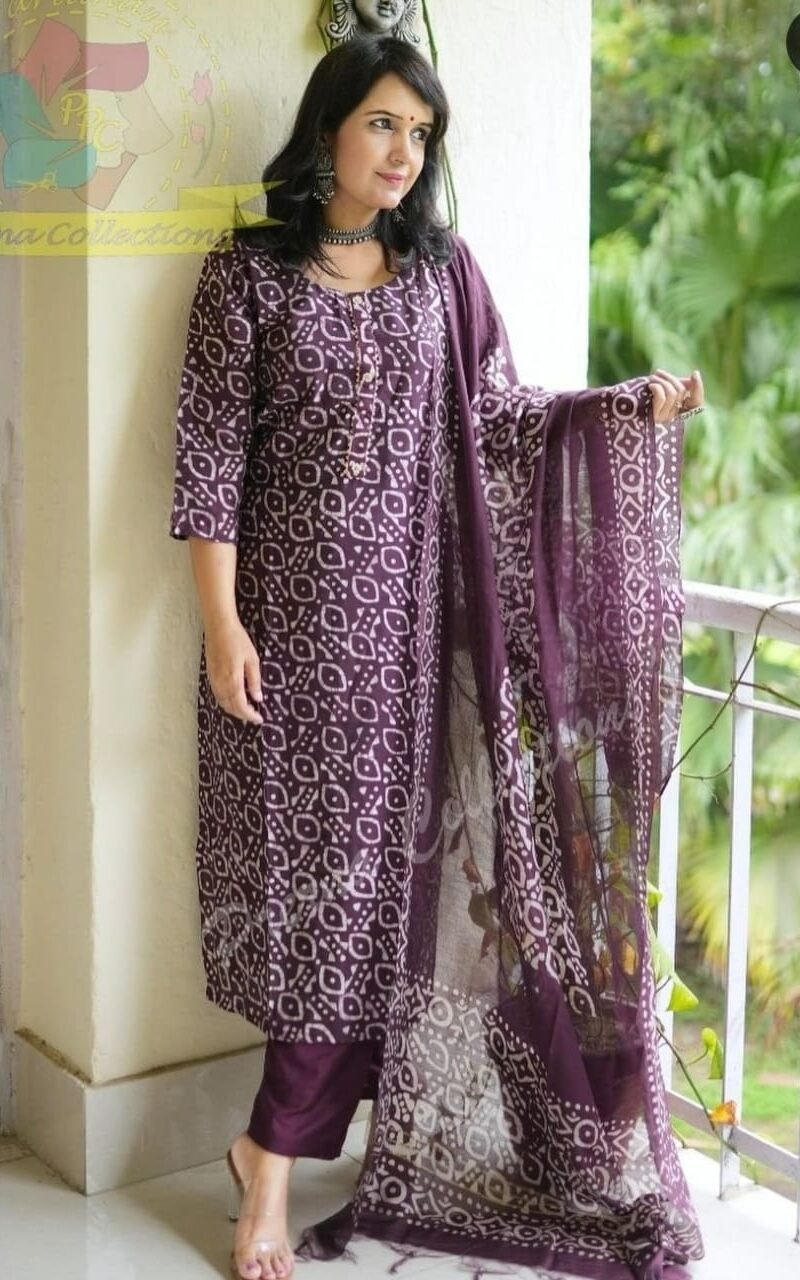 Ready Batik Print Kurti Pant Dupatta