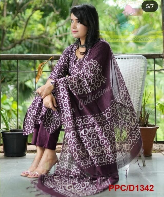 Ready Batik Print Kurti Pant Dupatta