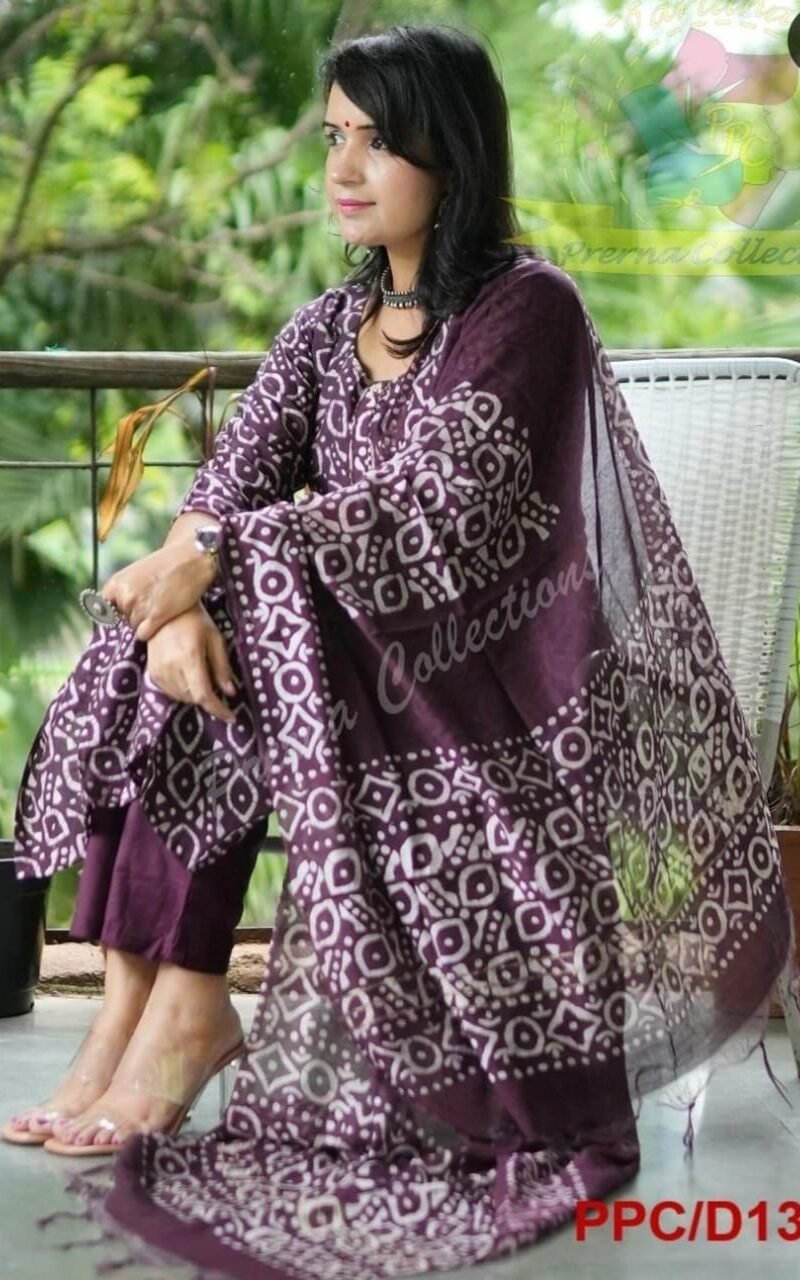 Ready Batik Print Kurti Pant Dupatta