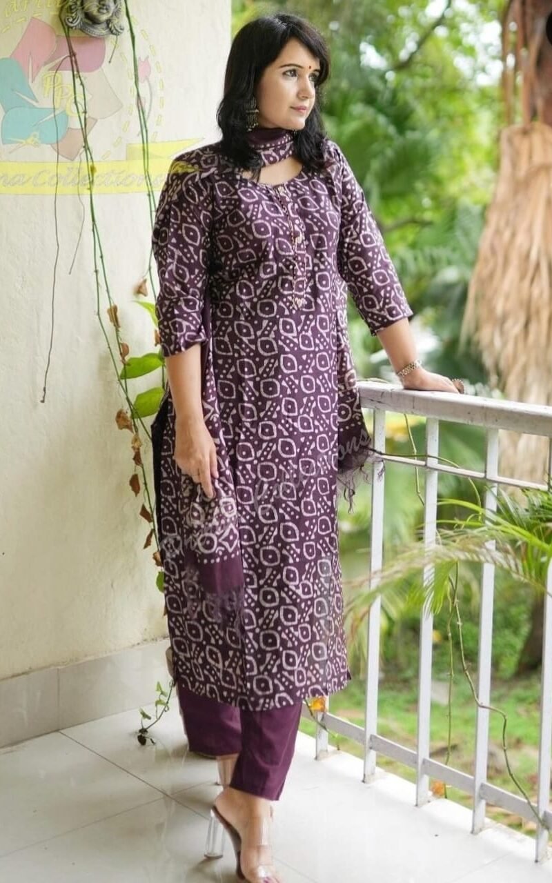 Ready Batik Print Kurti Pant Dupatta