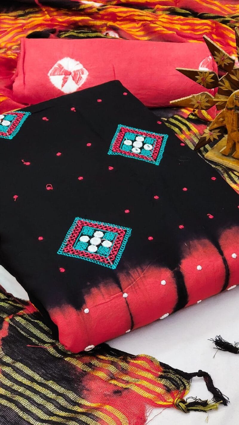 Reyon Work Hand Bandhej Dress Material Wholesale