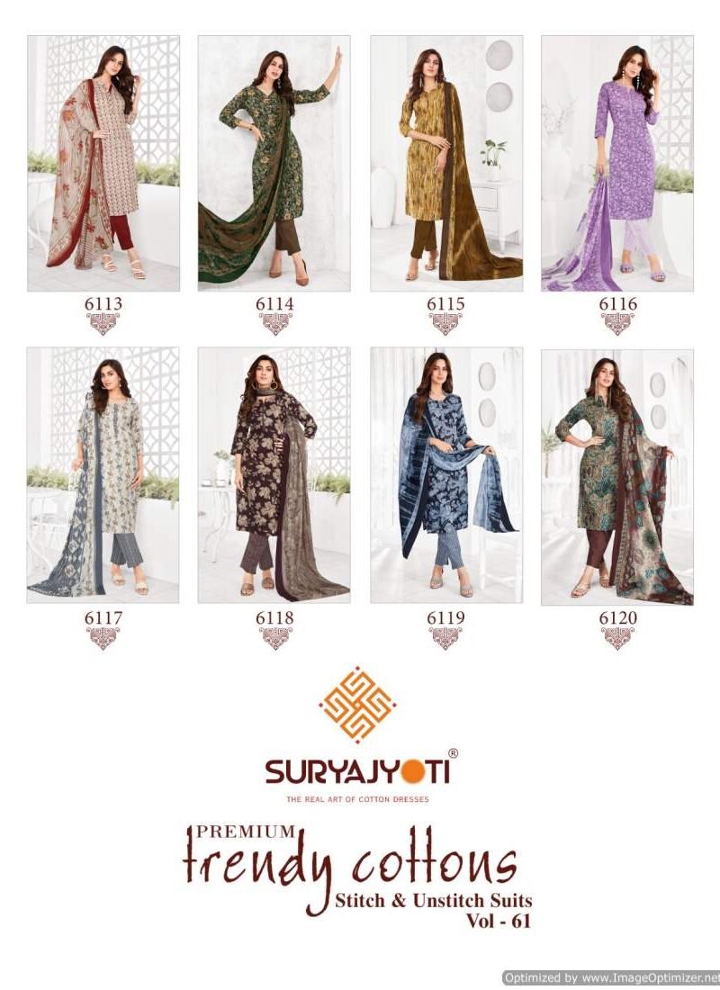 Suryajyoti Trendy Vol 61 Kurti Pant With Dupatta