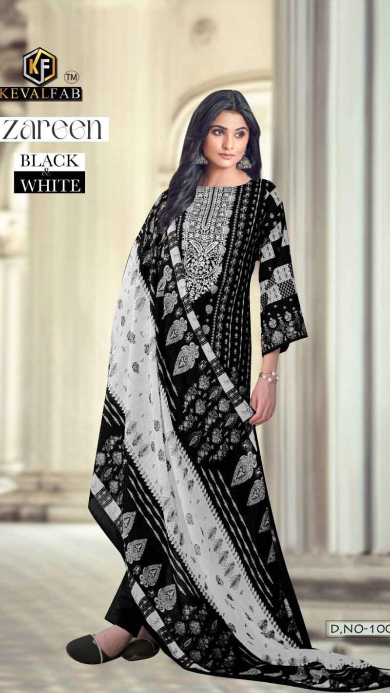 Zareen Black & White Keval Fab