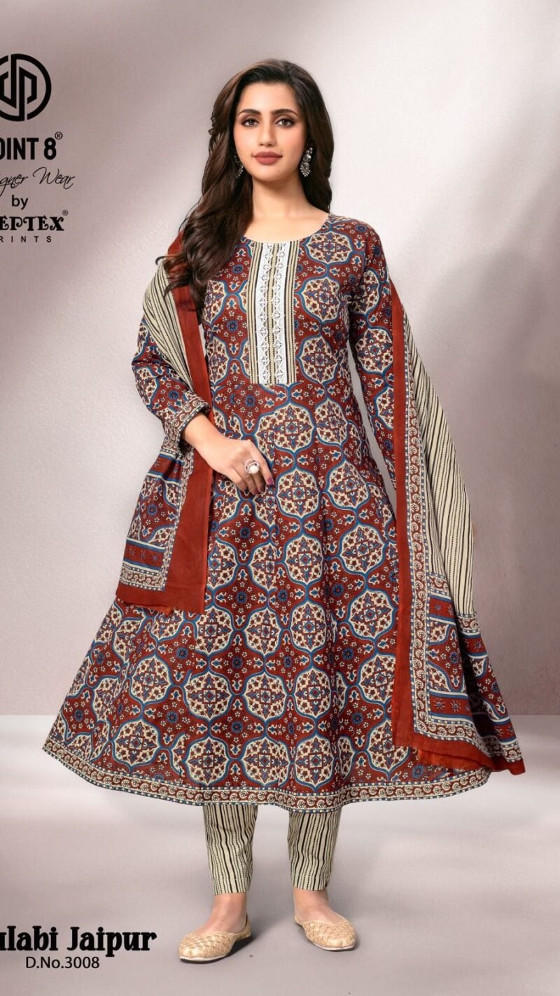 Deeptex Gulabi Jaipur Vol-3 Anarkali Kurti Set (1)