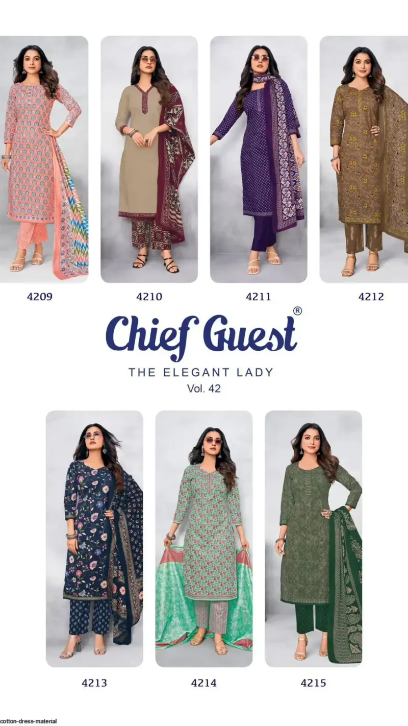Chief Guest Vol-42 Cotton Dress Material Set