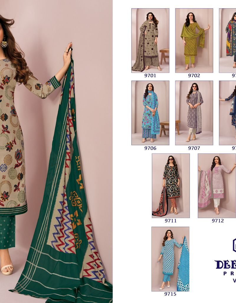 Deeptex Miss India Vol-97 cotton suit material set 16 designs unstitched cotton dress material with dupatta catalogue