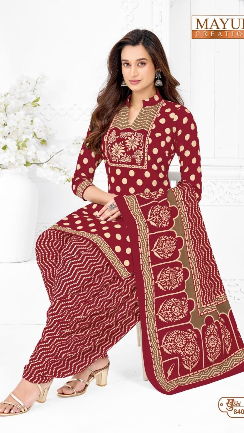 Mayur Khushi Vol 84 new cotton dress material wholesale catalogue with cotton top bottom and dupatta by Mayur Creation