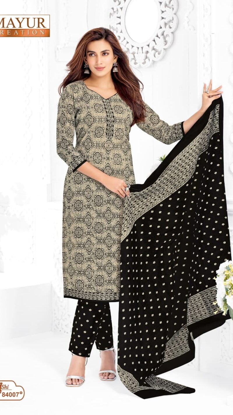 Mayur Khushi Vol 84 new cotton dress material wholesale catalogue with cotton top bottom and dupatta by Mayur Creation