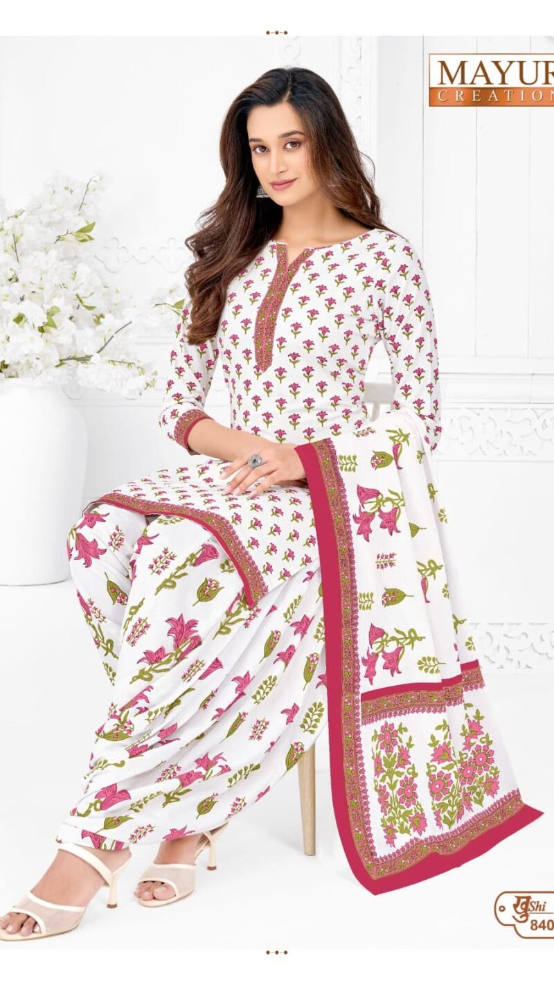 Mayur Khushi Vol 84 new cotton dress material wholesale catalogue with cotton top bottom and dupatta by Mayur Creation