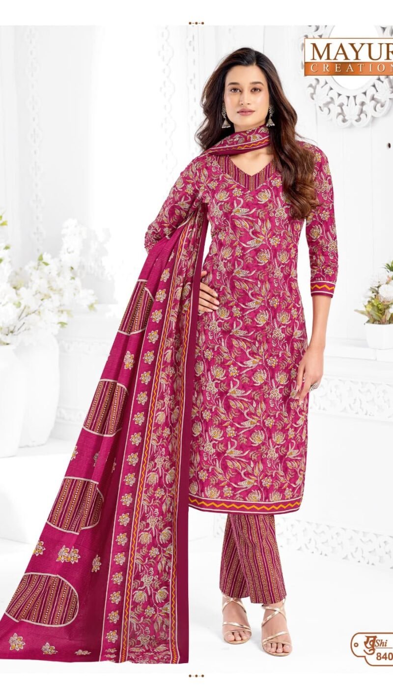 Mayur Khushi Vol 84 new cotton dress material wholesale catalogue with cotton top bottom and dupatta by Mayur Creation