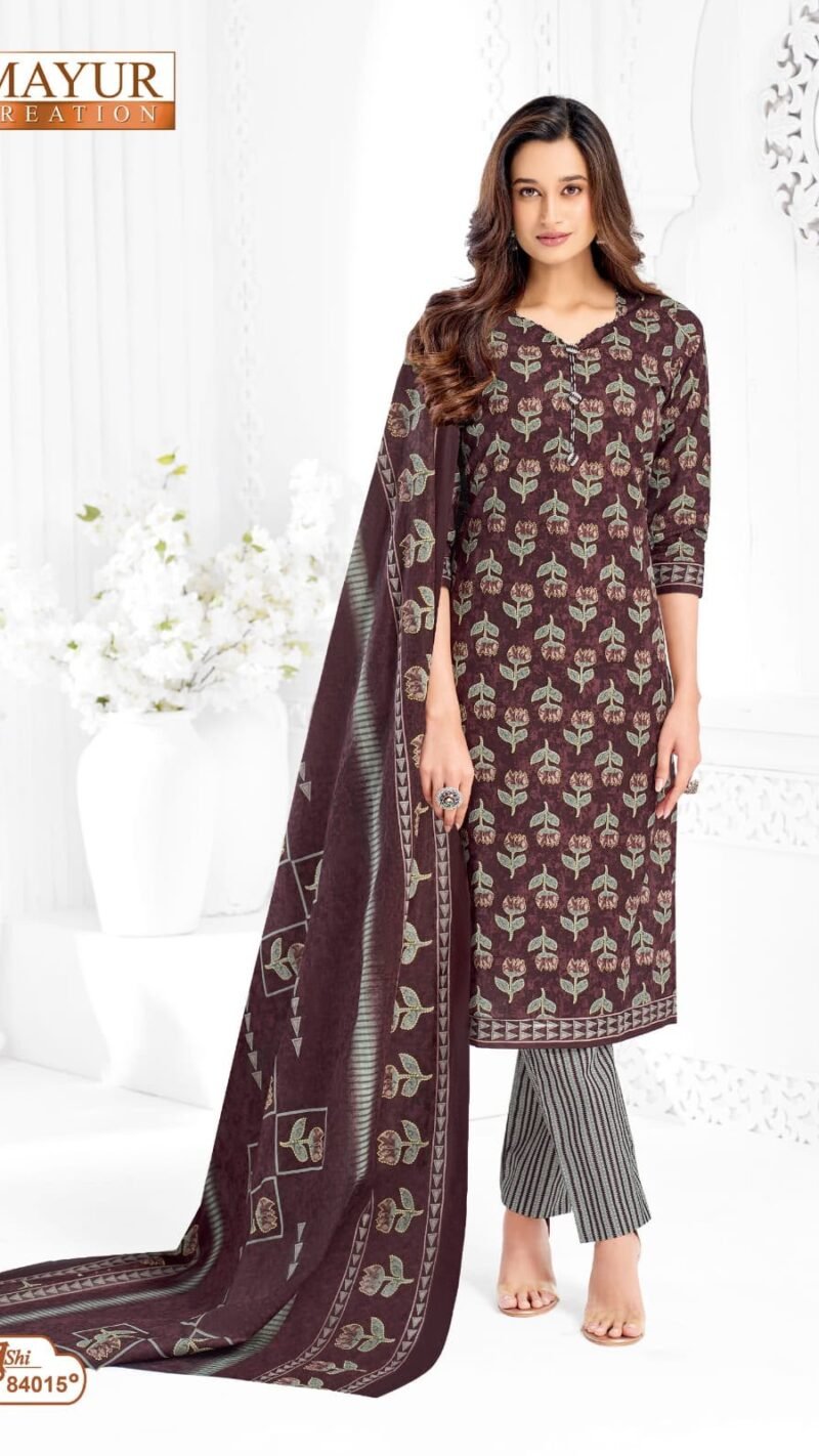 Mayur Khushi Vol 84 new cotton dress material wholesale catalogue with cotton top bottom and dupatta by Mayur Creation