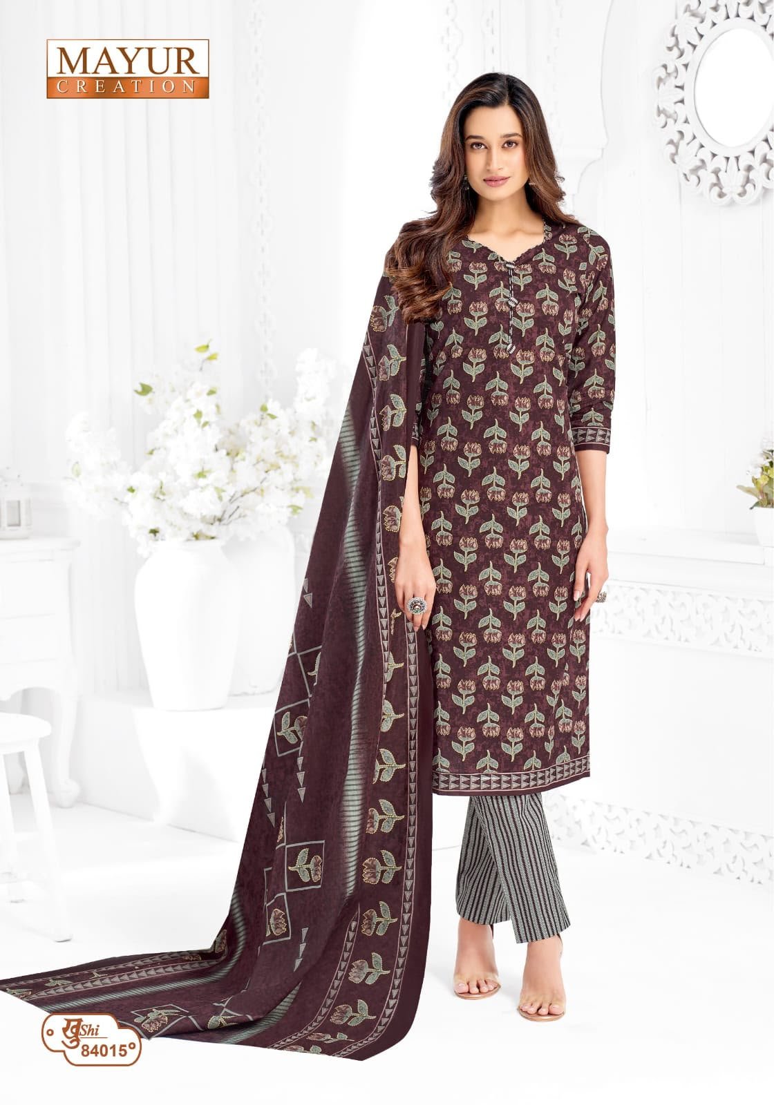 Mayur Khushi Vol 84 new cotton dress material wholesale catalogue with cotton top bottom and dupatta by Mayur Creation