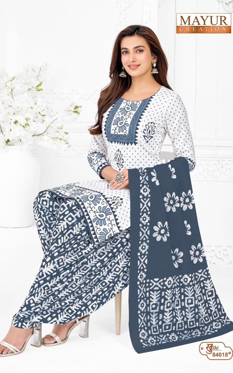 Mayur Khushi Vol 84 new cotton dress material wholesale catalogue with cotton top bottom and dupatta by Mayur Creation