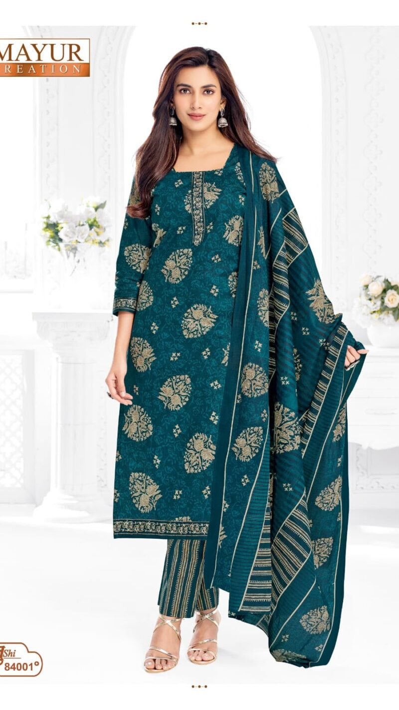 Mayur Khushi Vol 84 new cotton dress material wholesale catalogue with cotton top bottom and dupatta by Mayur Creation