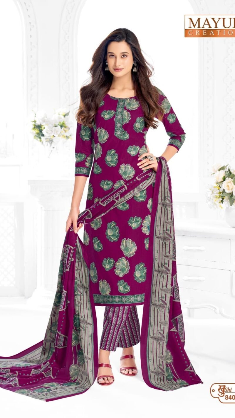 Mayur Khushi Vol 84 new cotton dress material wholesale catalogue with cotton top bottom and dupatta by Mayur Creation