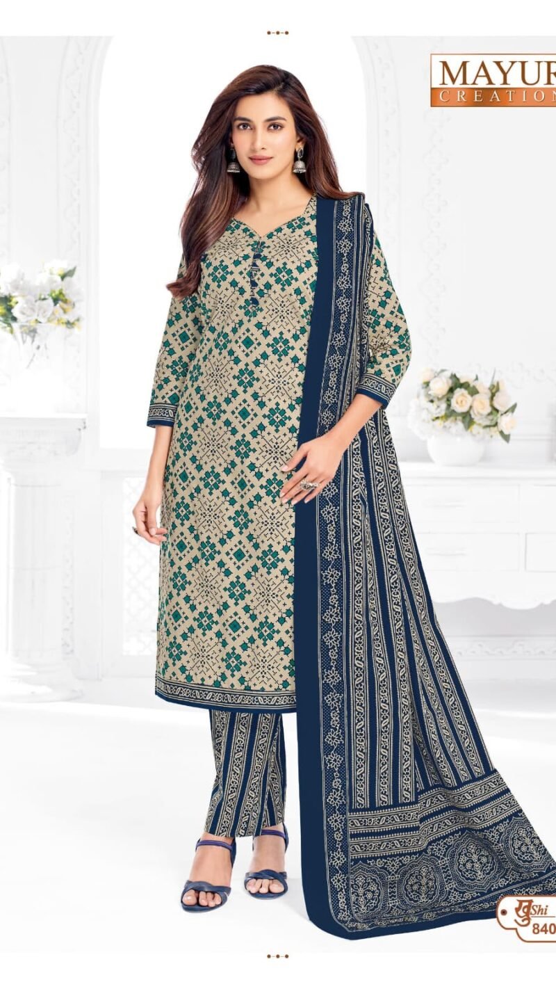 Mayur Khushi Vol 84 new cotton dress material wholesale catalogue with cotton top bottom and dupatta by Mayur Creation